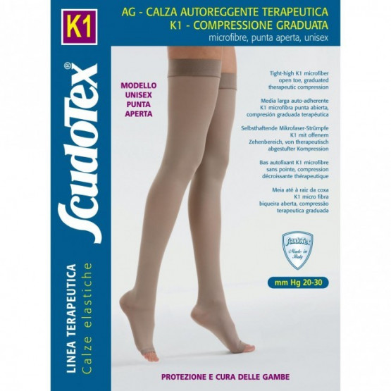 441 Компрессионные чулки Скудотекс К1 (20-30 mmHg) с микрофиброй, открытый носок (мысок)
